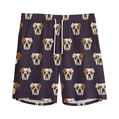 Cute English Bulldog Pattern Print Men's Sports Shorts
