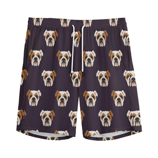 Cute English Bulldog Pattern Print Men's Sports Shorts