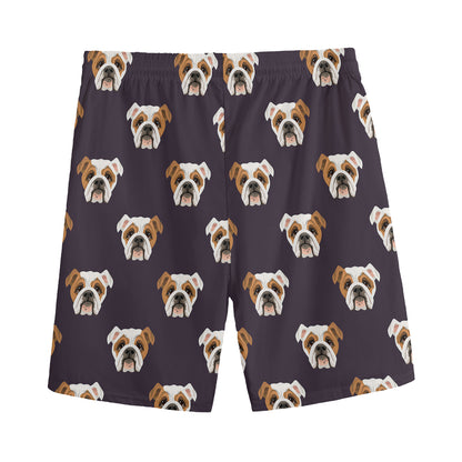 Cute English Bulldog Pattern Print Men's Sports Shorts