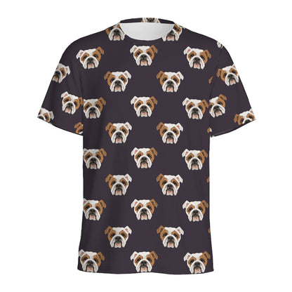 Cute English Bulldog Pattern Print Men's Sports T-Shirt