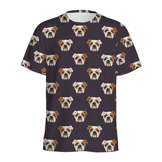 Cute English Bulldog Pattern Print Men's Sports T-Shirt