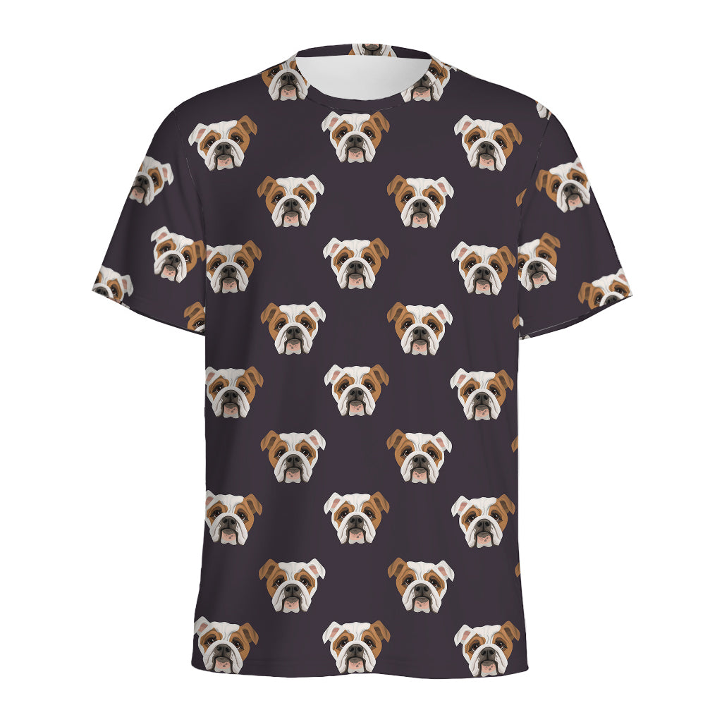 Cute English Bulldog Pattern Print Men's Sports T-Shirt
