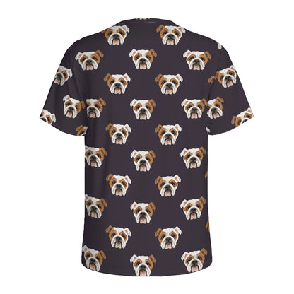 Cute English Bulldog Pattern Print Men's Sports T-Shirt