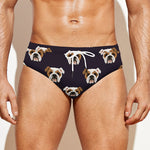 Cute English Bulldog Pattern Print Men's Swim Briefs