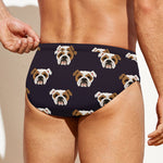 Cute English Bulldog Pattern Print Men's Swim Briefs