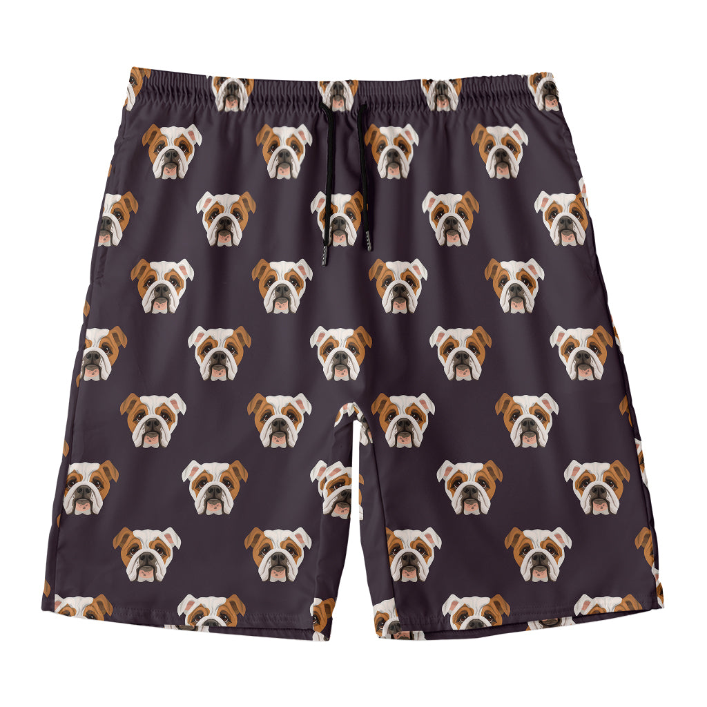 Cute English Bulldog Pattern Print Men's Swim Trunks