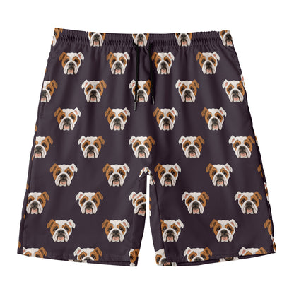 Cute English Bulldog Pattern Print Men's Swim Trunks