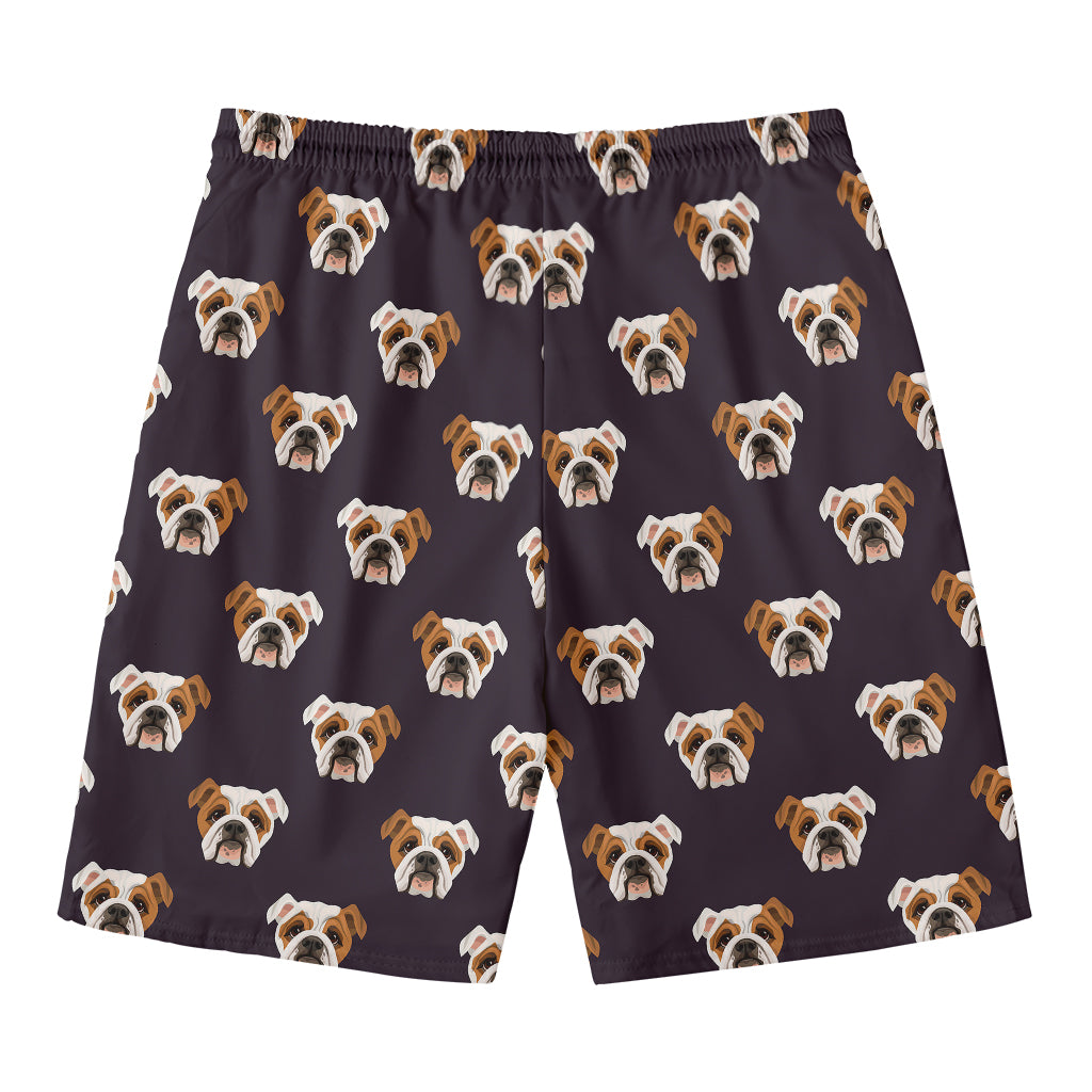 Cute English Bulldog Pattern Print Men's Swim Trunks