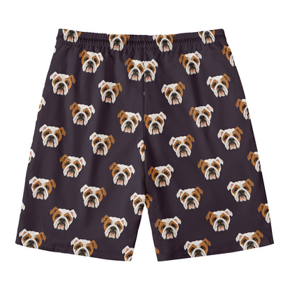 Cute English Bulldog Pattern Print Men's Swim Trunks