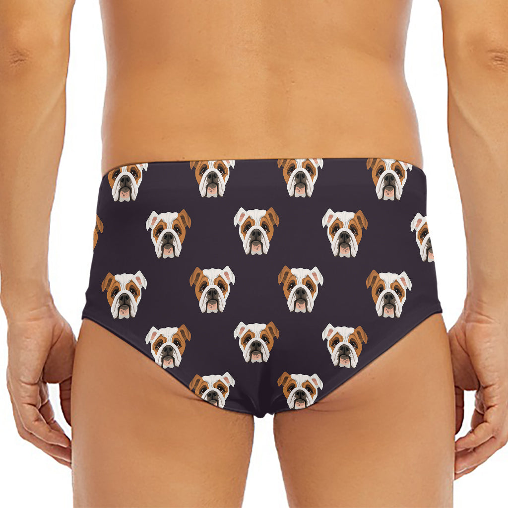 Cute English Bulldog Pattern Print Men's Triangle Swim Briefs