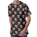 Cute English Bulldog Pattern Print Men's Velvet T-Shirt