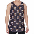 Cute English Bulldog Pattern Print Men's Velvet Tank Top