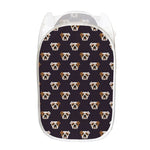 Cute English Bulldog Pattern Print Mesh Laundry Hamper