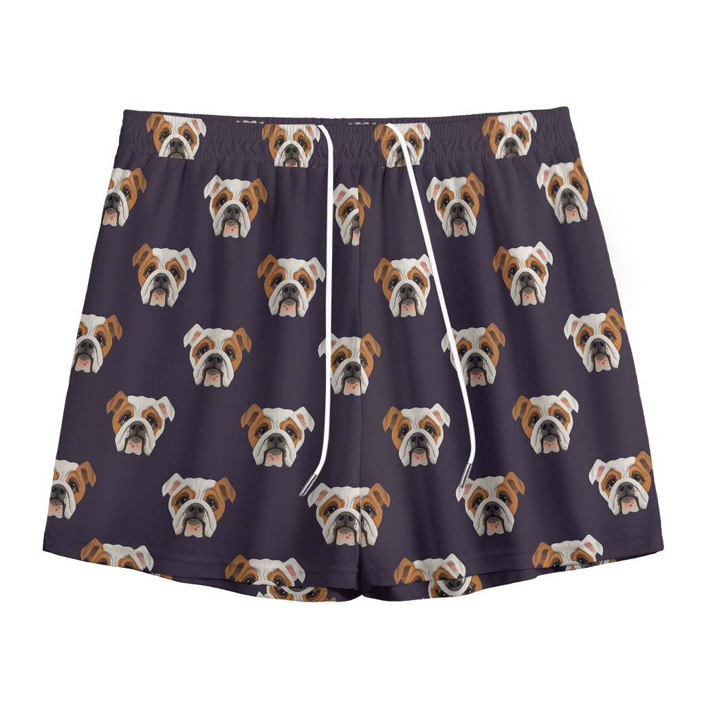 Cute English Bulldog Pattern Print Mesh Shorts