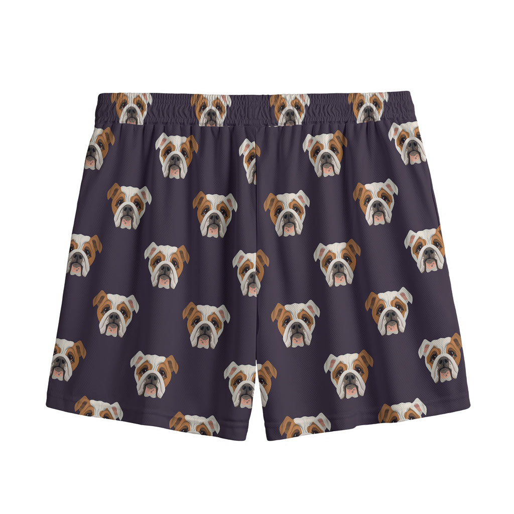 Cute English Bulldog Pattern Print Mesh Shorts