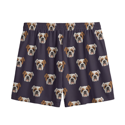 Cute English Bulldog Pattern Print Mesh Shorts