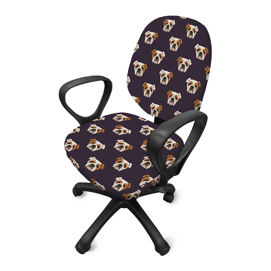 Cute English Bulldog Pattern Print Office Chair Cover