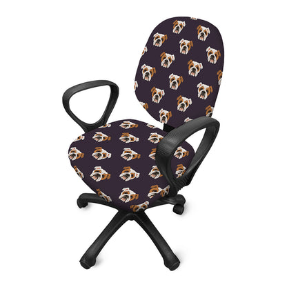 Cute English Bulldog Pattern Print Office Chair Cover