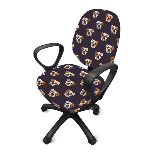 Cute English Bulldog Pattern Print Office Chair Cover