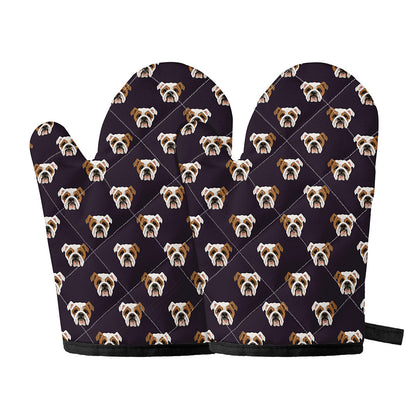 Cute English Bulldog Pattern Print Oven Mitts