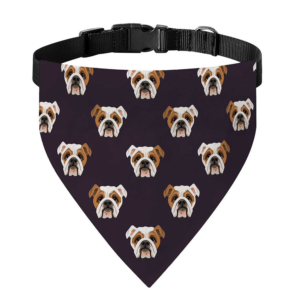Cute English Bulldog Pattern Print Over The Collar Dog Bandana