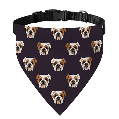 Cute English Bulldog Pattern Print Over The Collar Dog Bandana