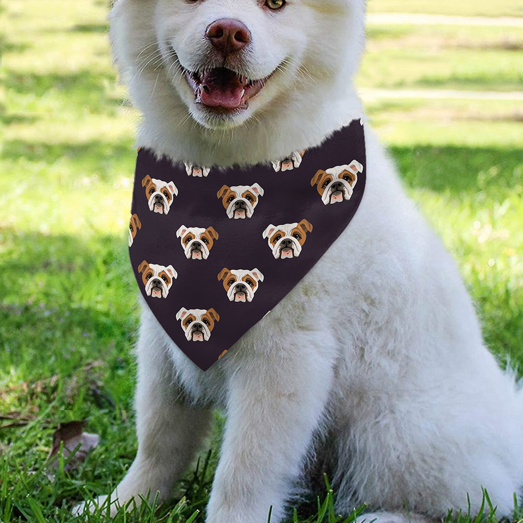 Cute English Bulldog Pattern Print Over The Collar Dog Bandana