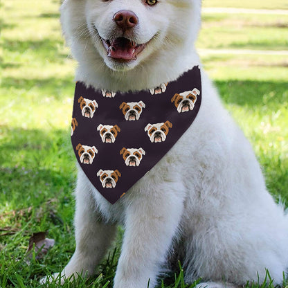 Cute English Bulldog Pattern Print Over The Collar Dog Bandana