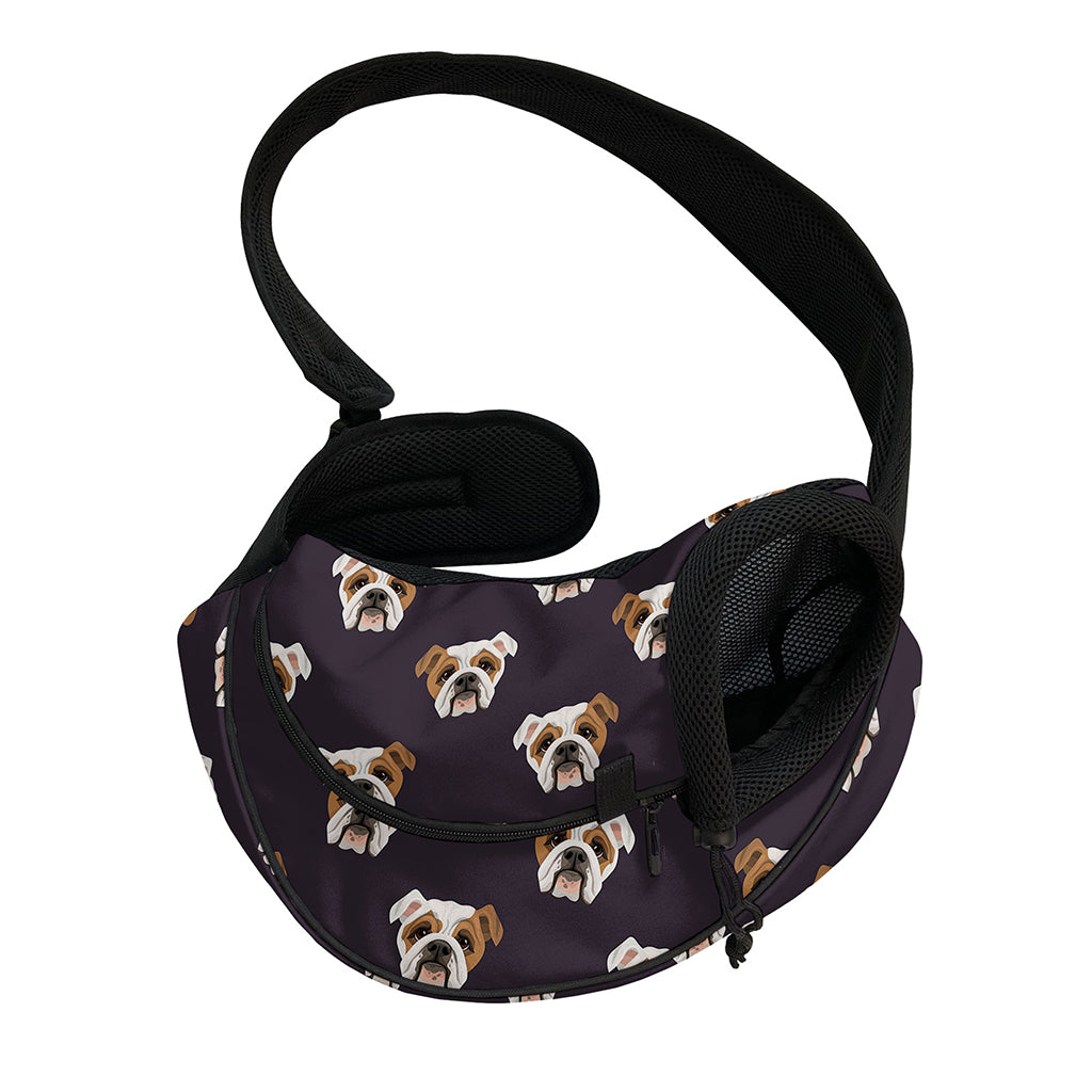 Cute English Bulldog Pattern Print Pet Sling Carrier