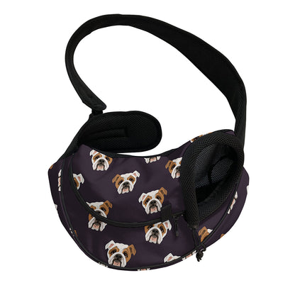 Cute English Bulldog Pattern Print Pet Sling Carrier