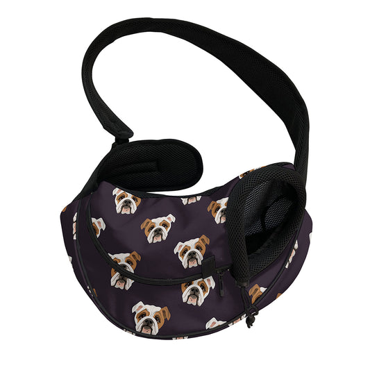 Cute English Bulldog Pattern Print Pet Sling Carrier