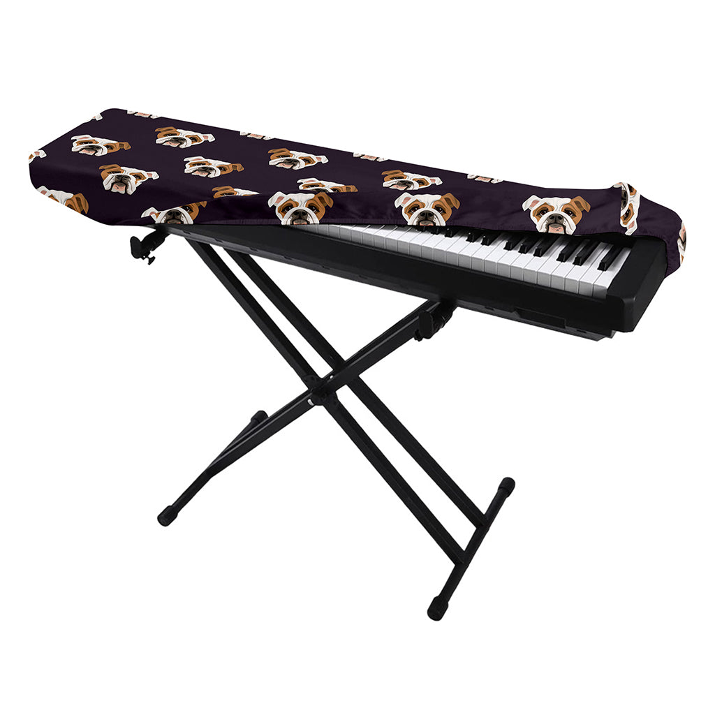 Cute English Bulldog Pattern Print Piano Keyboard Cover