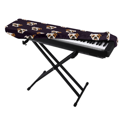 Cute English Bulldog Pattern Print Piano Keyboard Cover