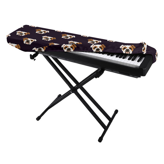 Cute English Bulldog Pattern Print Piano Keyboard Cover