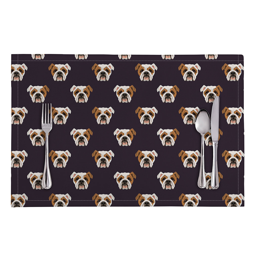 Cute English Bulldog Pattern Print Placemat