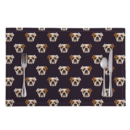 Cute English Bulldog Pattern Print Placemat