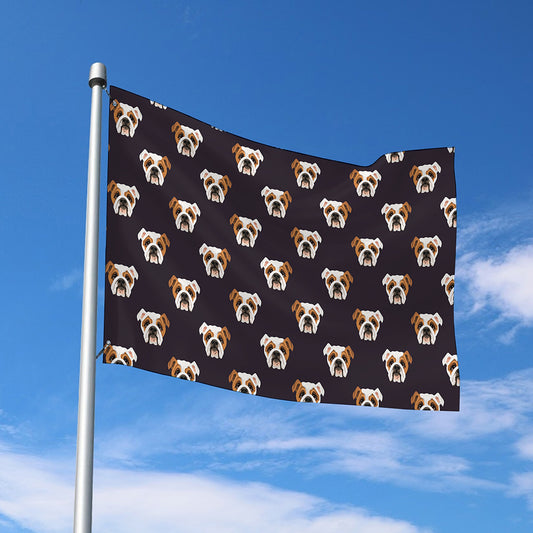 Cute English Bulldog Pattern Print Polyester Flag