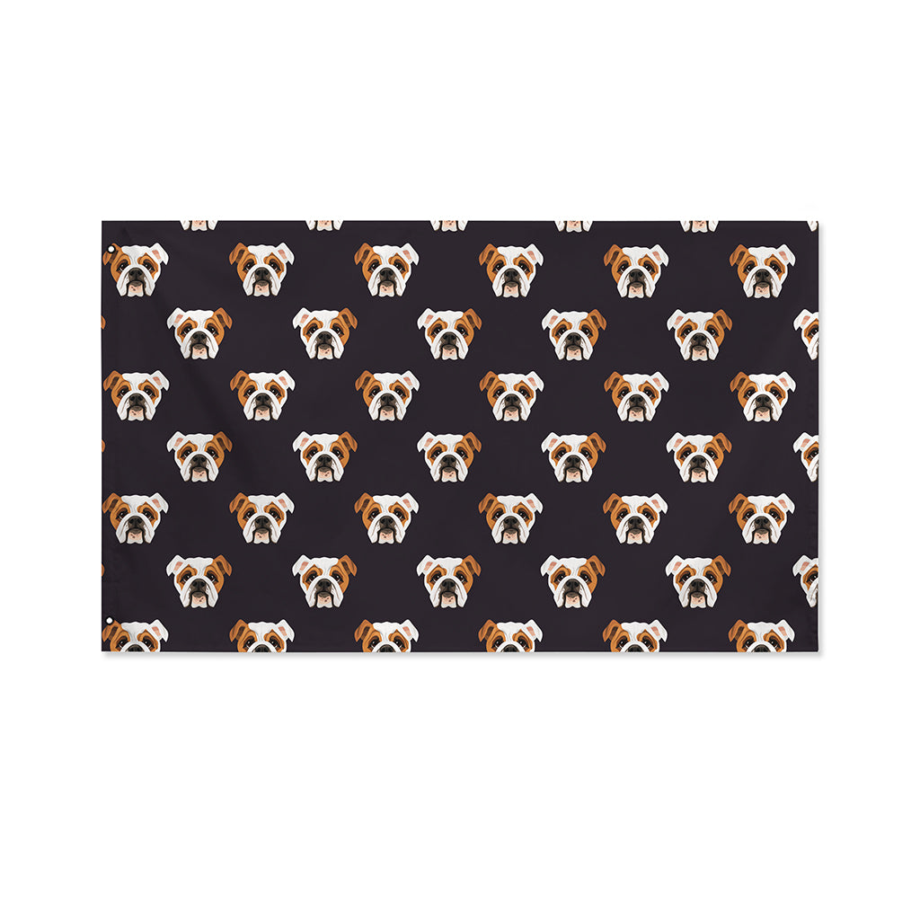 Cute English Bulldog Pattern Print Polyester Flag