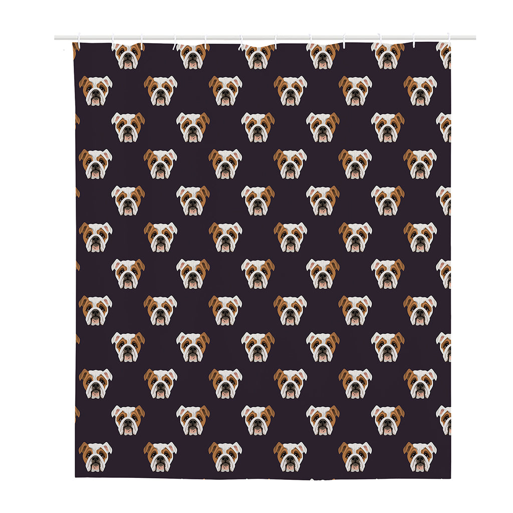 Cute English Bulldog Pattern Print Polyester Shower Curtain