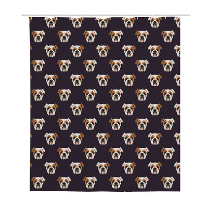 Cute English Bulldog Pattern Print Polyester Shower Curtain