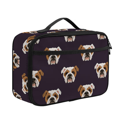 Cute English Bulldog Pattern Print Portable Lunch Bag