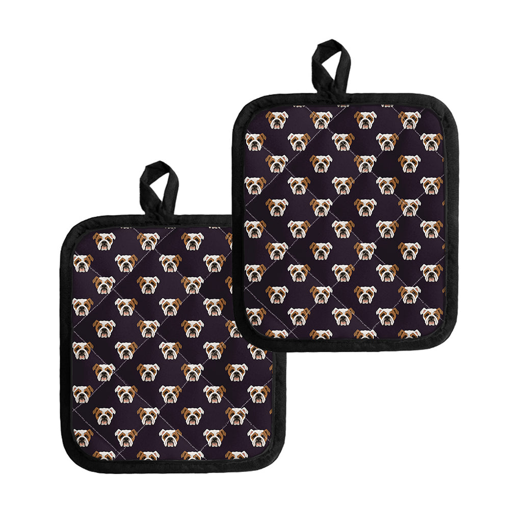 Cute English Bulldog Pattern Print Pot Holders
