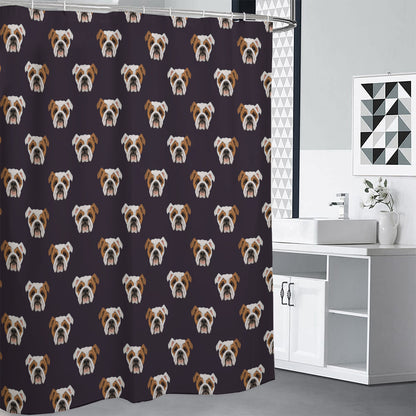 Cute English Bulldog Pattern Print Premium Shower Curtain