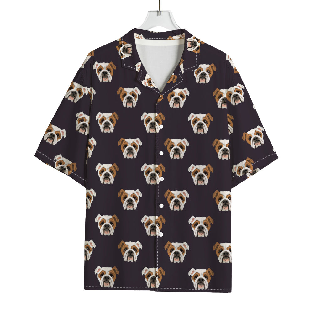 Cute English Bulldog Pattern Print Rayon Hawaiian Shirt
