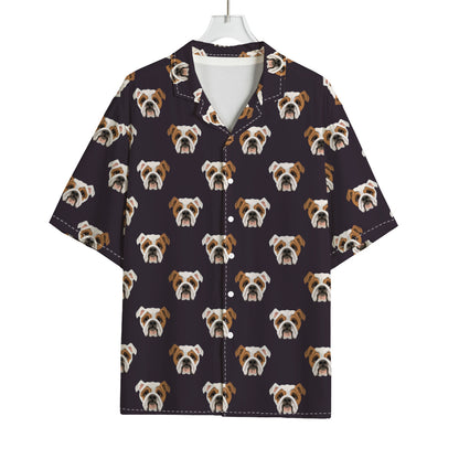 Cute English Bulldog Pattern Print Rayon Hawaiian Shirt