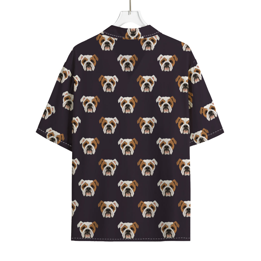 Cute English Bulldog Pattern Print Rayon Hawaiian Shirt