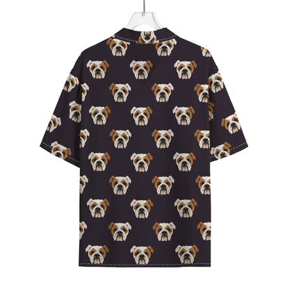 Cute English Bulldog Pattern Print Rayon Hawaiian Shirt