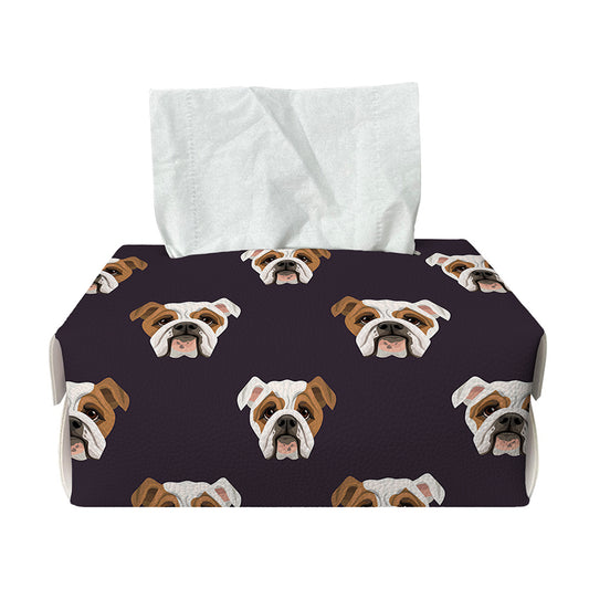 Cute English Bulldog Pattern Print Rectangle Tissue Box Cover