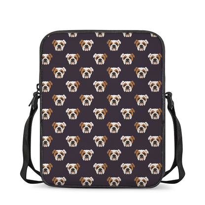 Cute English Bulldog Pattern Print Rectangular Crossbody Bag