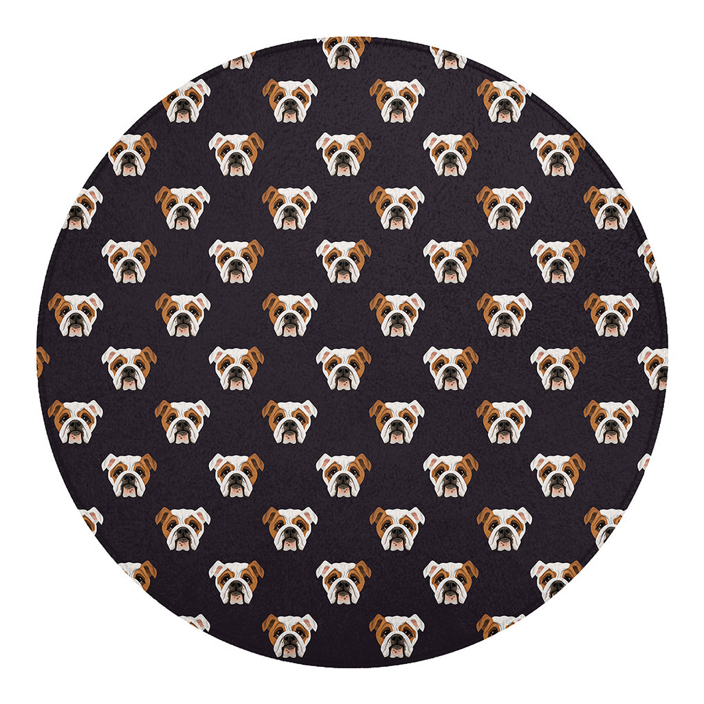 Cute English Bulldog Pattern Print Round Blanket